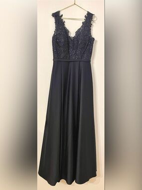 Aspeed Navy Blue Lace Bodice Maxi Skirt 2018 collection WITH POCKETS